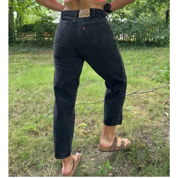 VTG 90s Levi's 550 Black Relaxed Fit Jeans Orange Tab Husky TAG 36x29 FIT 32x26 - Picture 1 of 13